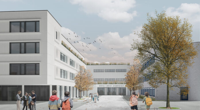 Blick auf den neuen Haupteingang, Planung durch Architekten LSM