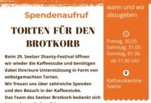 Die Kaffeestube des Seelzer Brotkorbs benötigt selbstgebackene Kuchen für das Shanty-Festival. Unterstützung wird dringend gesucht