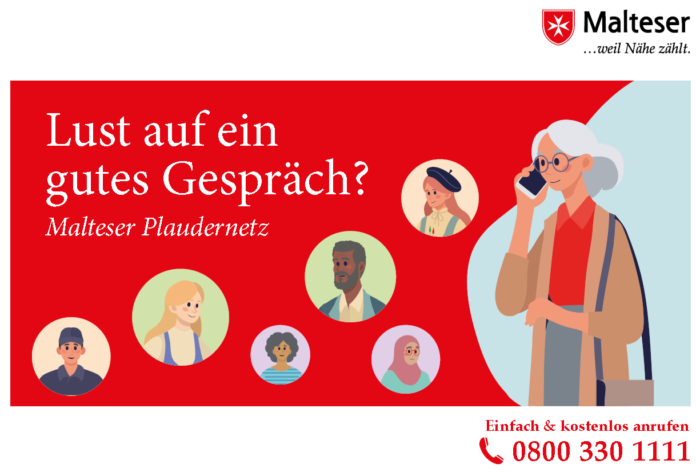 Das neue Plaudernetz der Malteser Deutschland bietet einfach gute Gespräche für Einsame über die kostenfreie Rufnummer 0800 / 330 1111