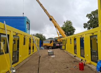Die neue Gemeinschaftsunterkunft für Schutzsuchende an der Almhorster Straße wird bis Ende August fertiggestellt