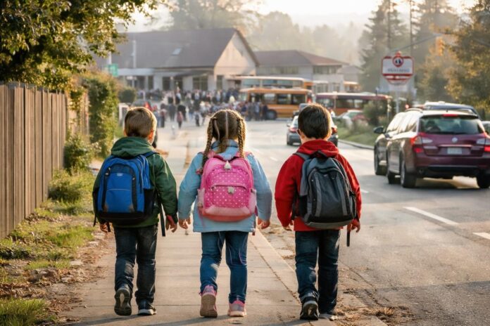 Schulweg sicherer: Neue Maßnahmen reduzieren den Autoverkehr deutlich, indem an Schultagen morgens für Autos gesperrt wird