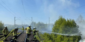 Zwei Feuer an einer Bahnlinie: Böschungsbrände an Bahnstrecke beschäftigten Seelzer Feuerwehren, Bundespolizei und Bahn