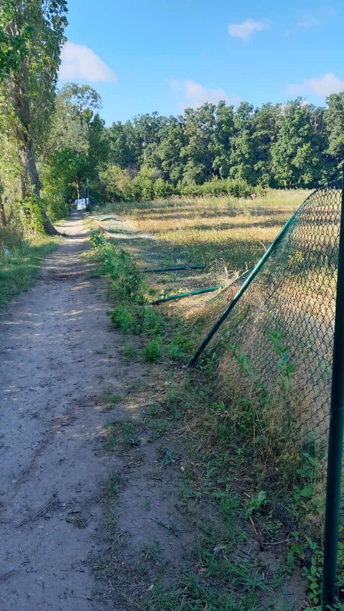 Vandalismus am Lohnder Kiesteich: Unbekannte haben den Maschendrahtzaun an der Westseite des Geländes umgeworfen und fast alle Pfosten verbogen Vandalismus am Lohnder Kiesteich in Seelze: Am 8. Juli entdeckte der Betriebshof Schäden am Zaun. Die Stadt bittet um Hinweise